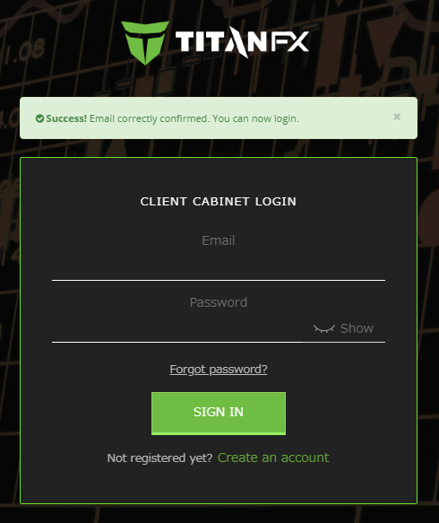 TitanFXログイン画面